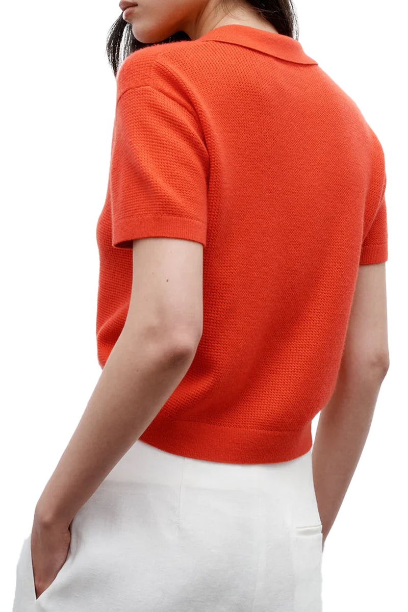 Thermal Polo in Fine Cashmere Tomato