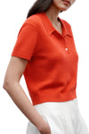 Thermal Polo in Fine Cashmere Tomato