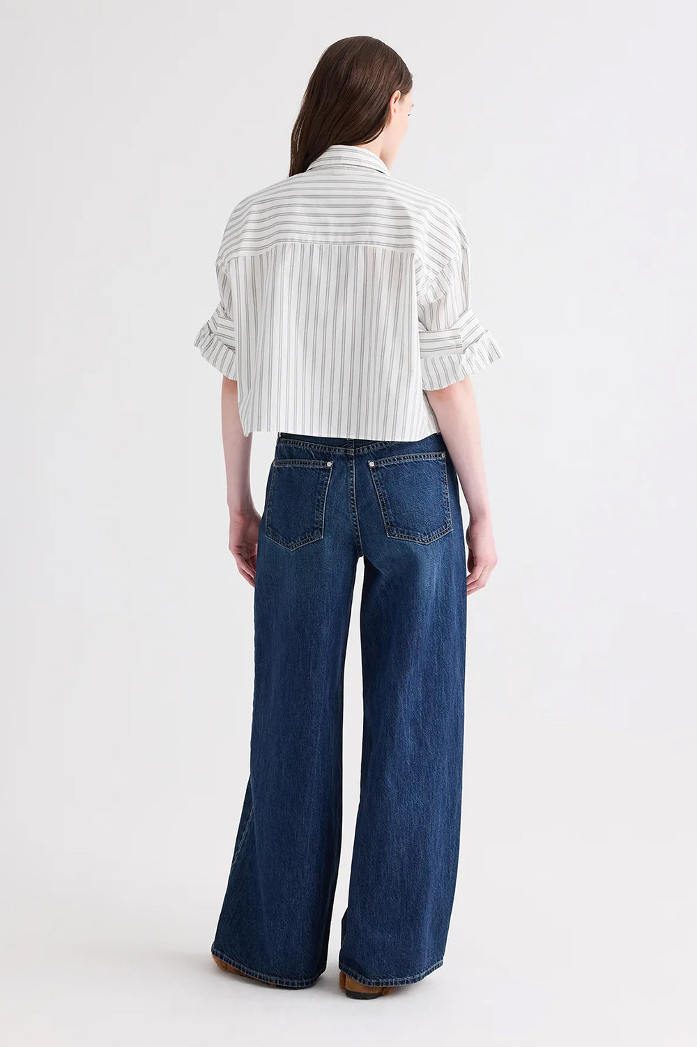 Next Ex Shirt in Mixed Hairline Stripe White Green