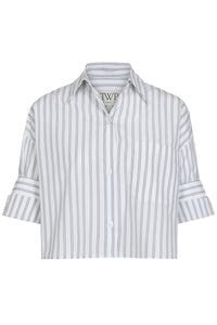 Next Ex Shirt in Mixed Hairline Stripe White Green