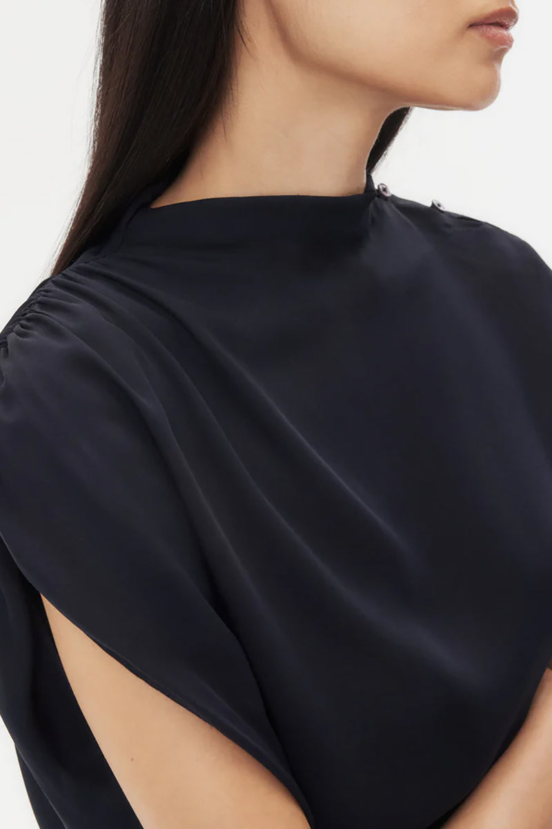 Wish You Would Top in Silk Georgette Midnight