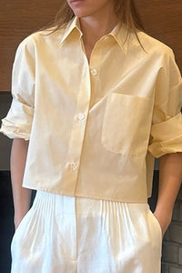 Next Ex Cotton Shirt in Ivory Yellow