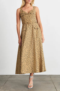Solene Dress in Dark Khaki Black Multi