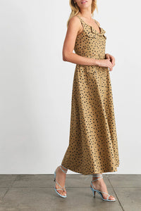 Solene Dress in Dark Khaki Black Multi