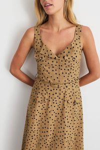 Solene Dress in Dark Khaki Black Multi
