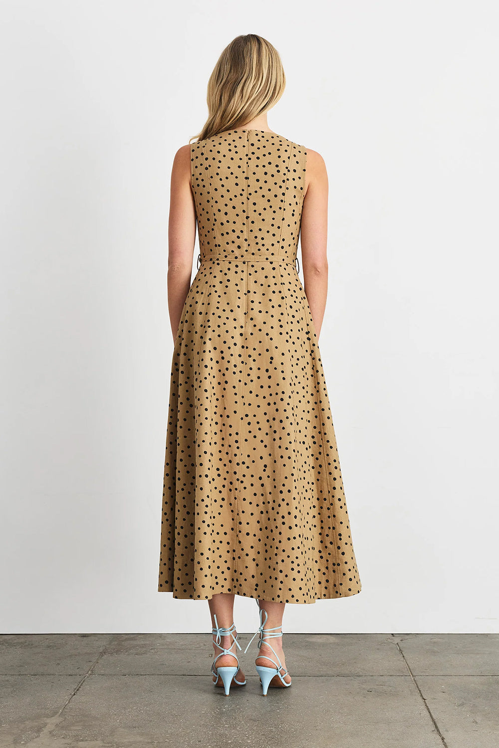 Solene Dress in Dark Khaki Black Multi