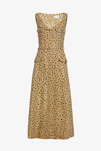 Solene Dress in Dark Khaki Black Multi