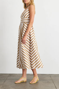 Vivien Dress in Optic White Dark Khaki