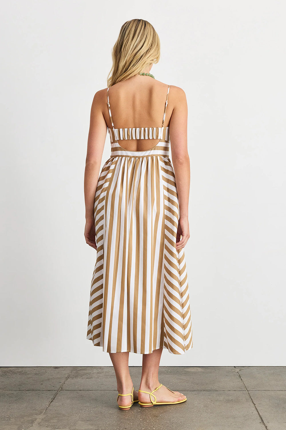 Vivien Dress in Optic White Dark Khaki
