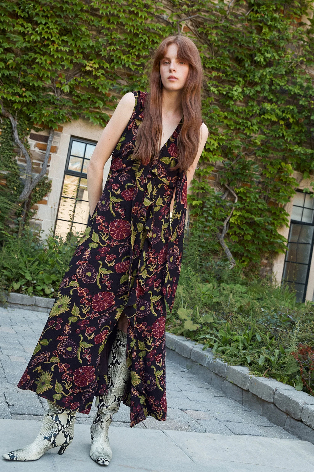 Amelia Dress in Dark Fig Floral