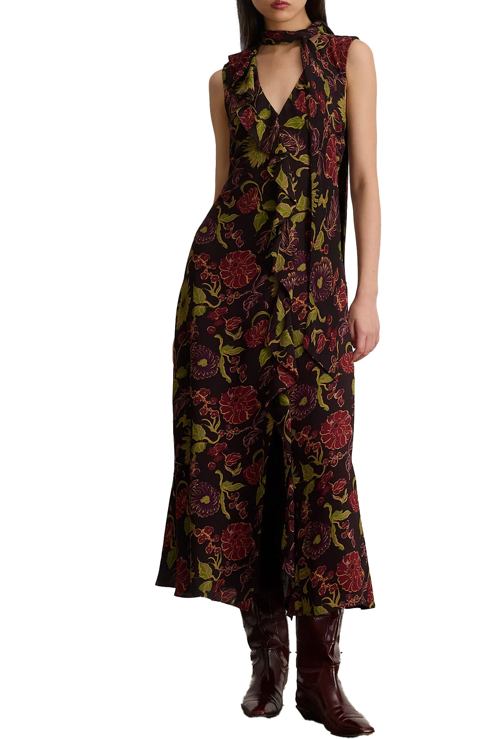 Amelia Dress in Dark Fig Floral