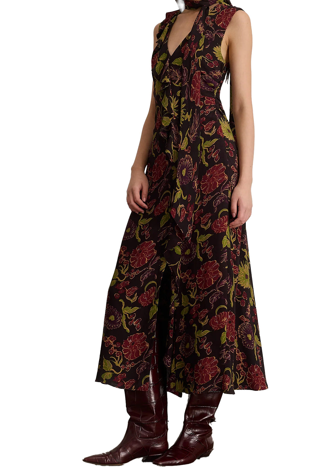 Amelia Dress in Dark Fig Floral