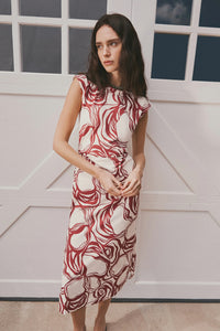 Aurora Dress in Cream Redwood Multi