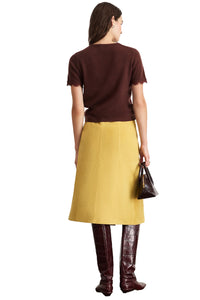 Dailey Cashmere Top with Lace in Deep Redwood