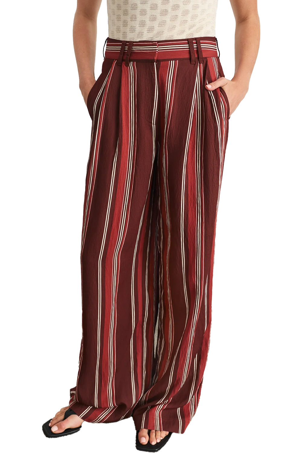 Jodi Pant in Deep Redwood Stripe