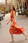 Julia Dress in Tomato Cream Mocha Multi