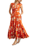 Julia Dress in Tomato Cream Mocha Multi