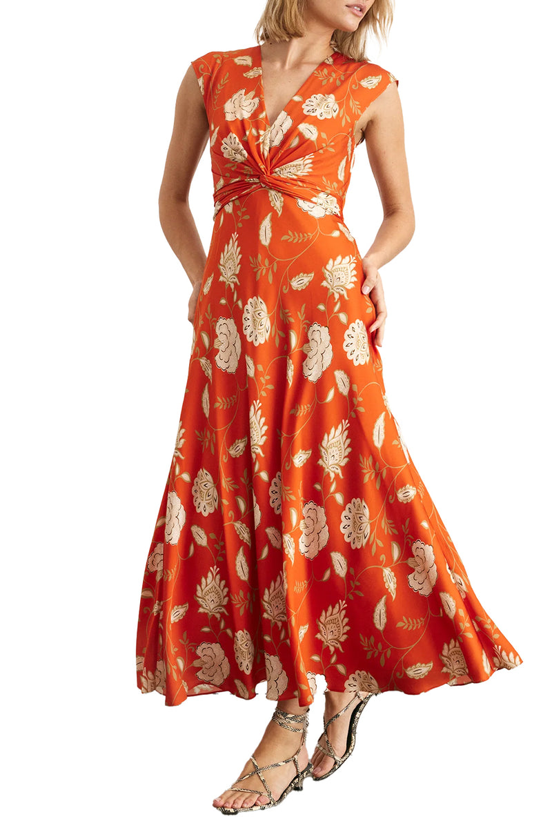 Julia Dress in Tomato Cream Mocha Multi