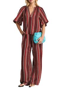 Marine Top in Deep Redwood Stripe