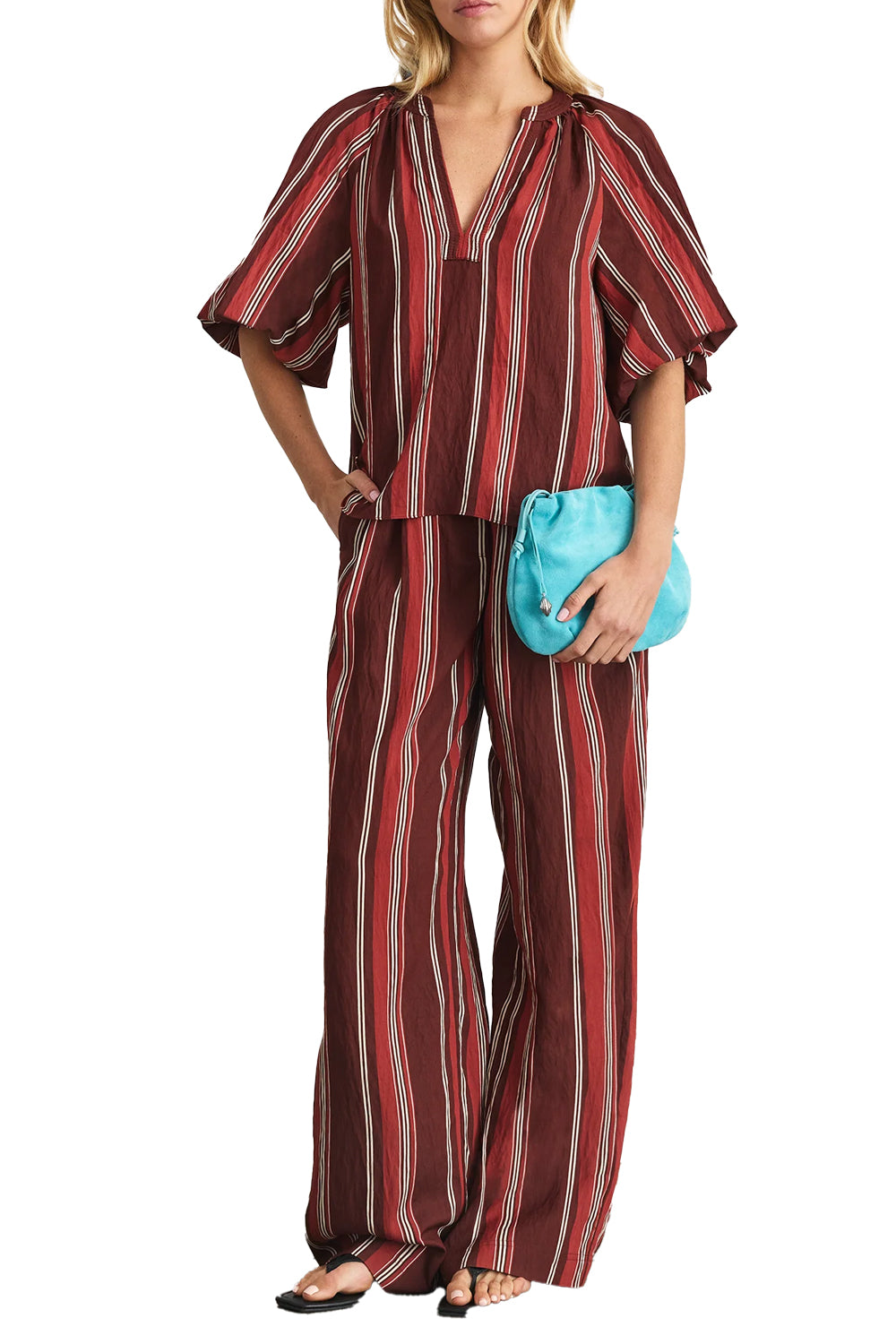 Marine Top in Deep Redwood Stripe