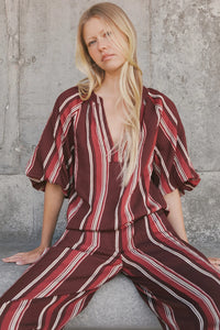 Marine Top in Deep Redwood Stripe