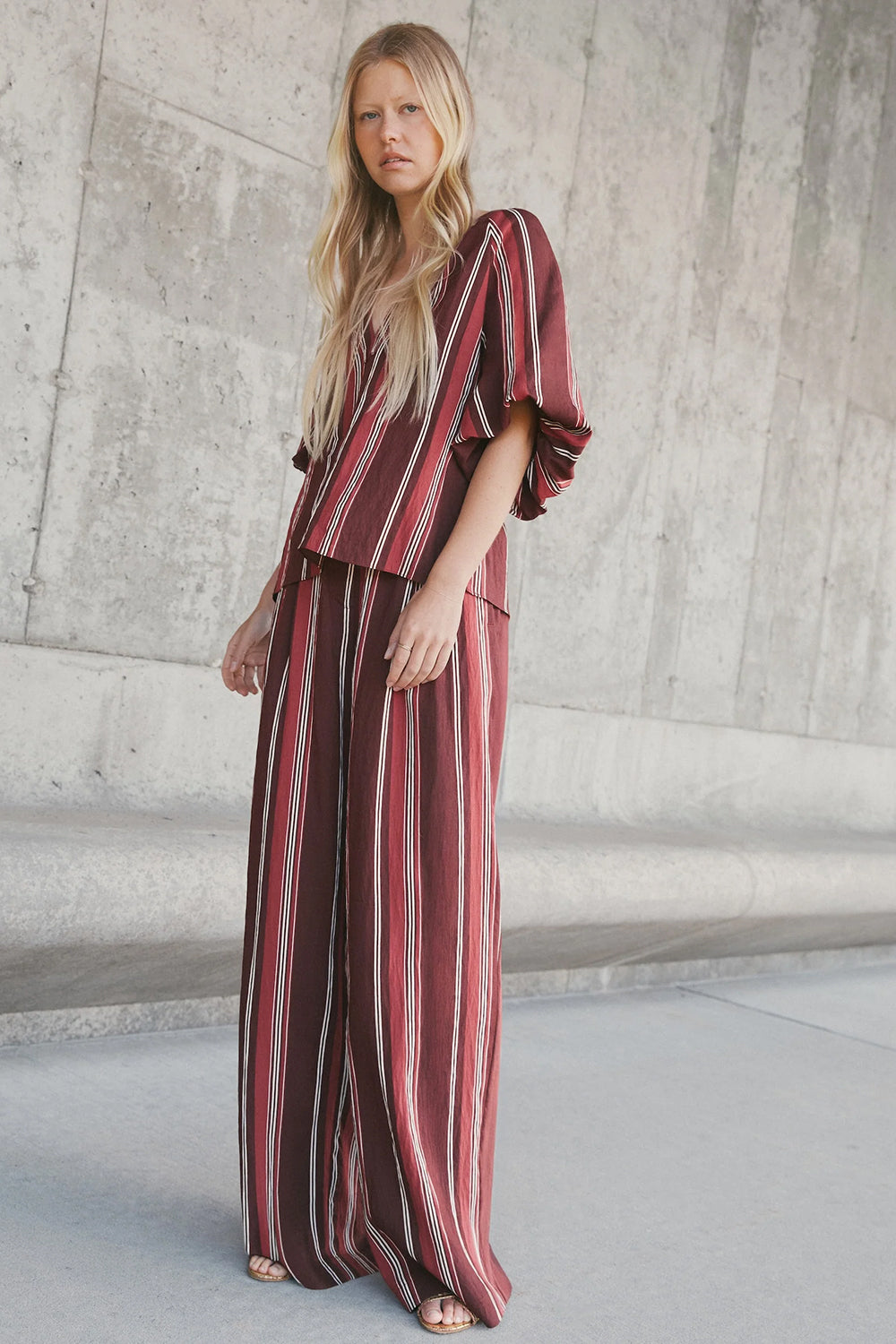 Marine Top in Deep Redwood Stripe
