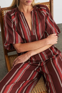 Marine Top in Deep Redwood Stripe