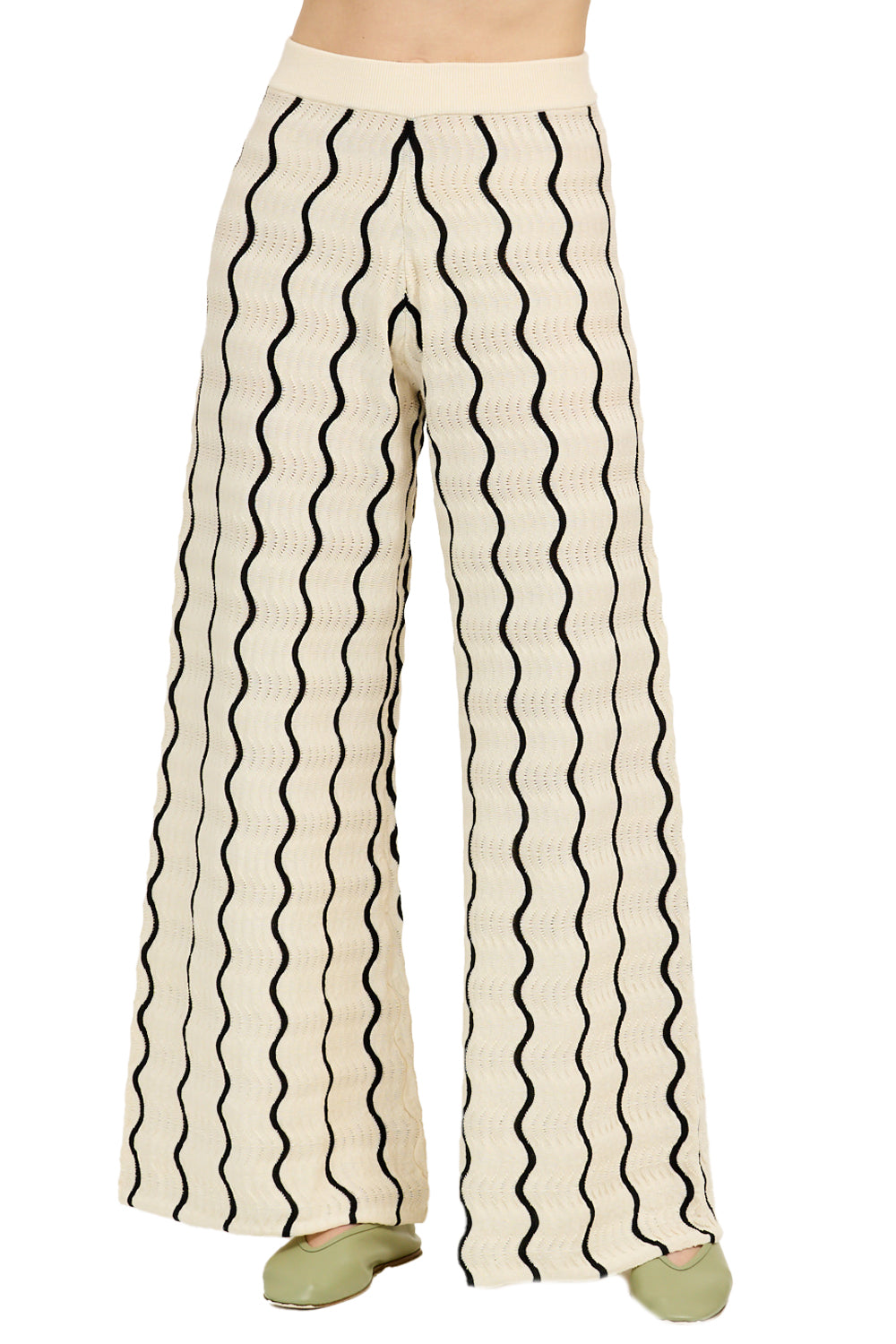 Lesley Knit Pant in Cream Black Multi