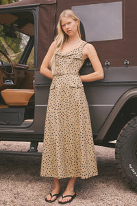 Solene Dress in Dark Khaki Black Multi