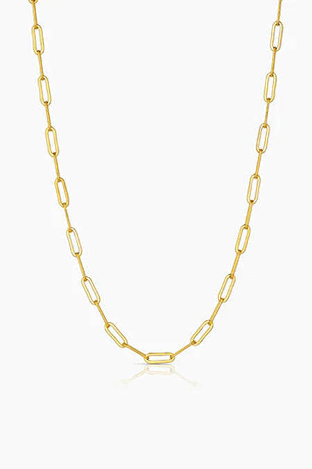 14K Gold Filled Paper Clip Chain with Swivel Clasp & Diamond Locket