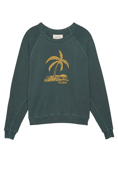 College Sweatshirt with Island Palm Graphic