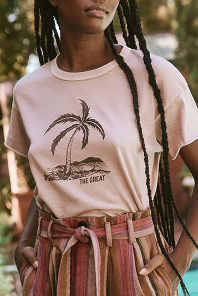Crop Tee with Island Palm Graphic