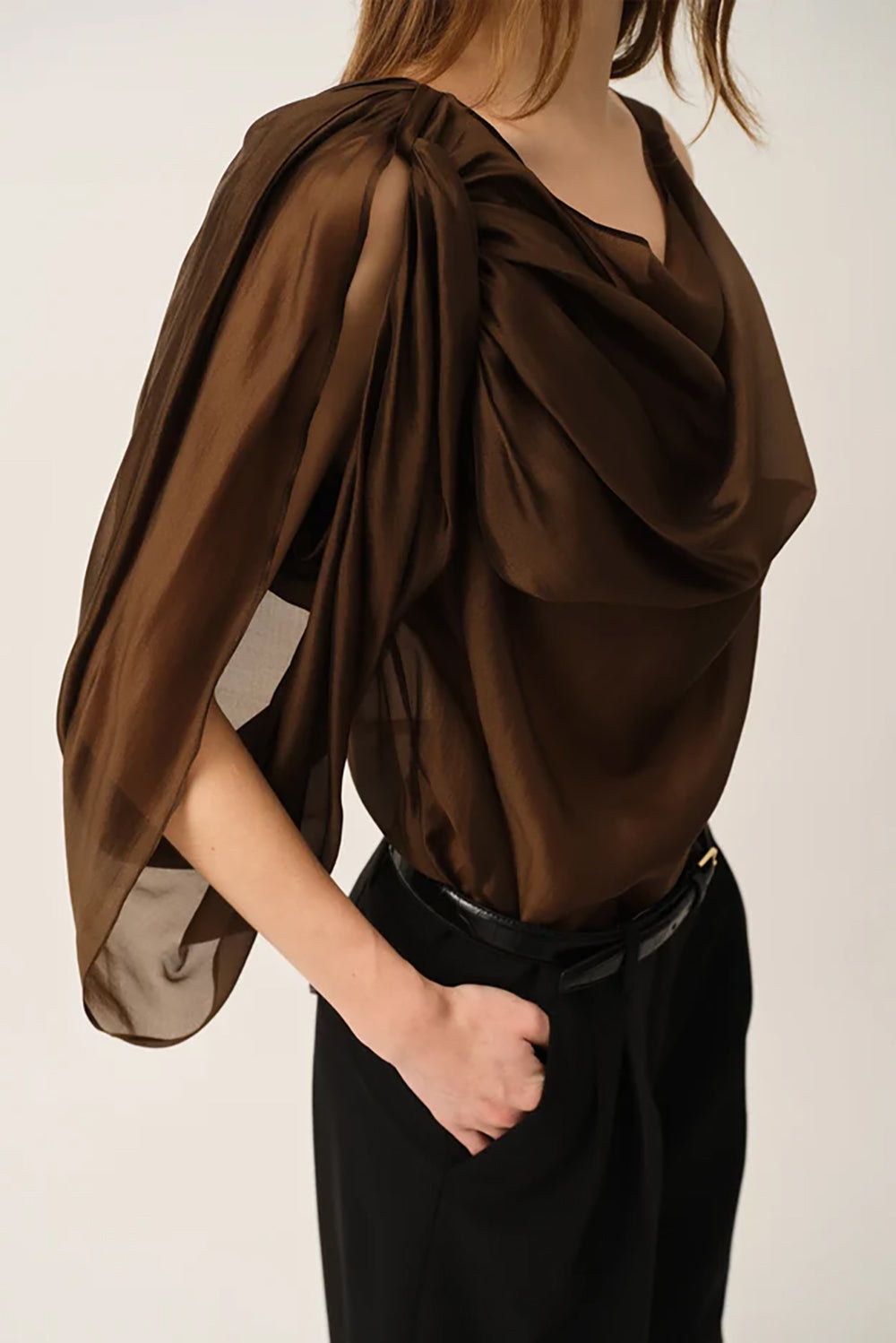 Gilian Drape Top in Espresso