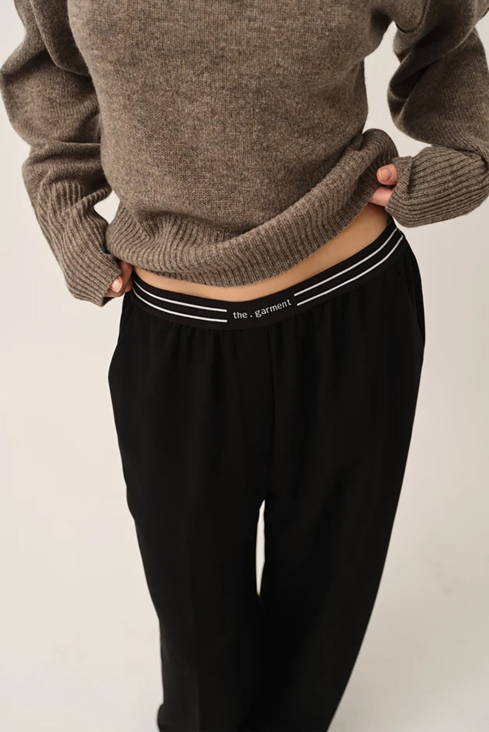 Crepe Logo Pants in Black