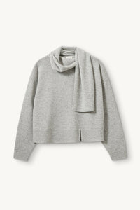 Volmer Scarf Sweater in Heather Grey Melange