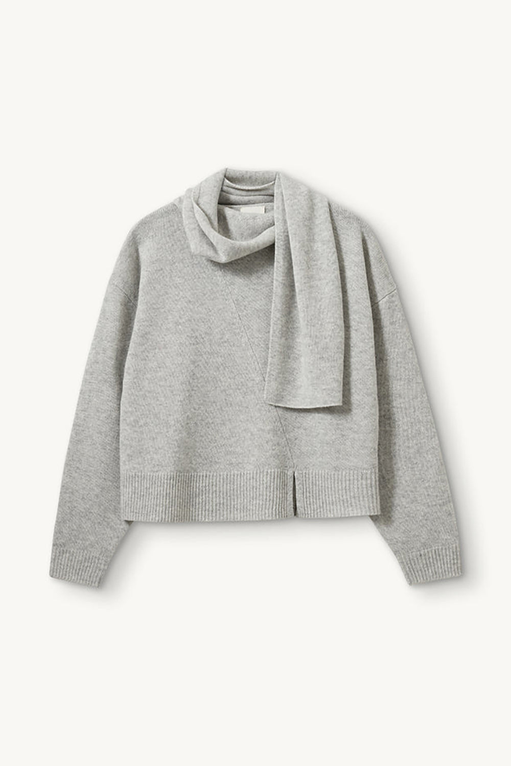 Volmer Scarf Sweater in Heather Grey Melange