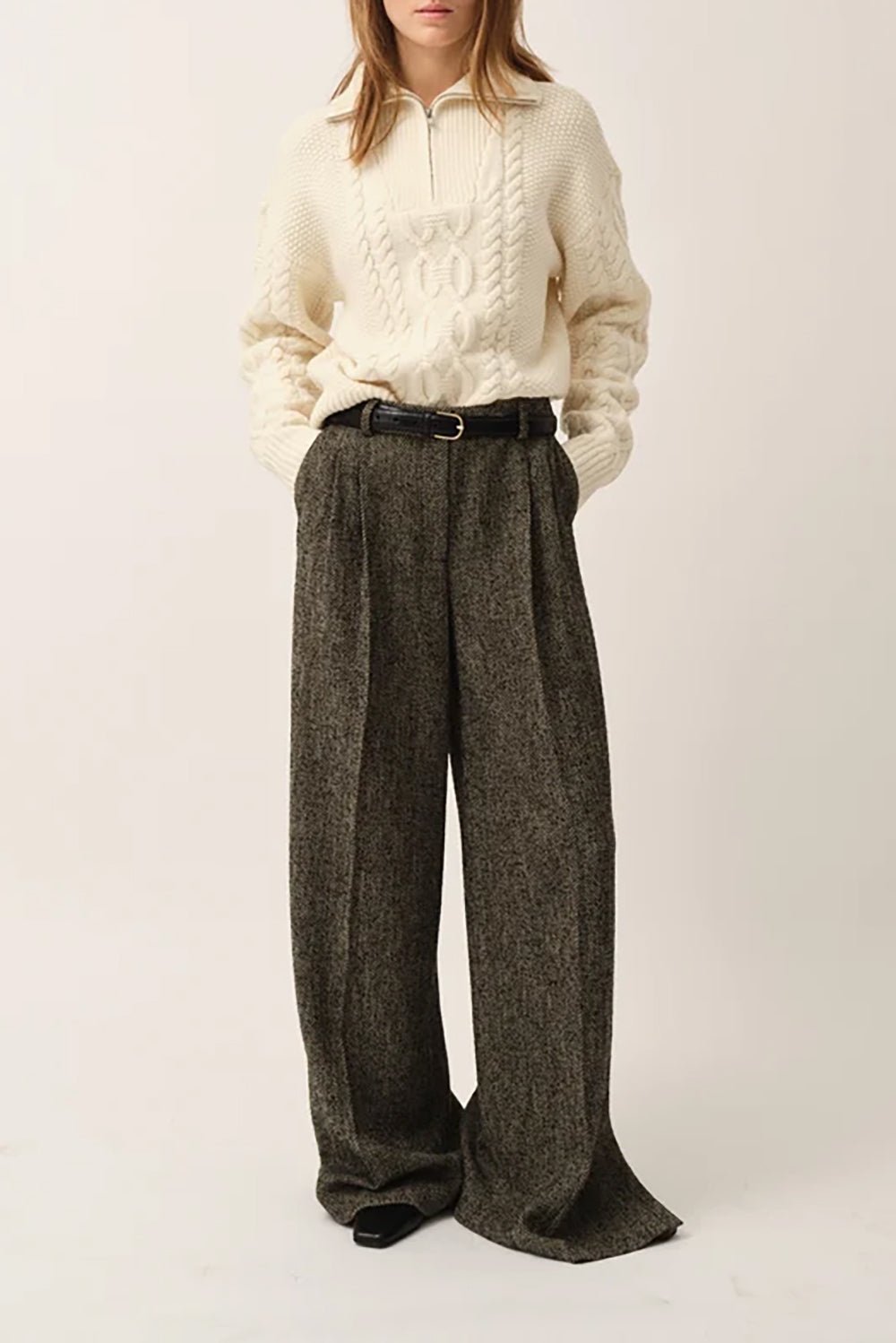 York Pants in Black Brown Herringbone