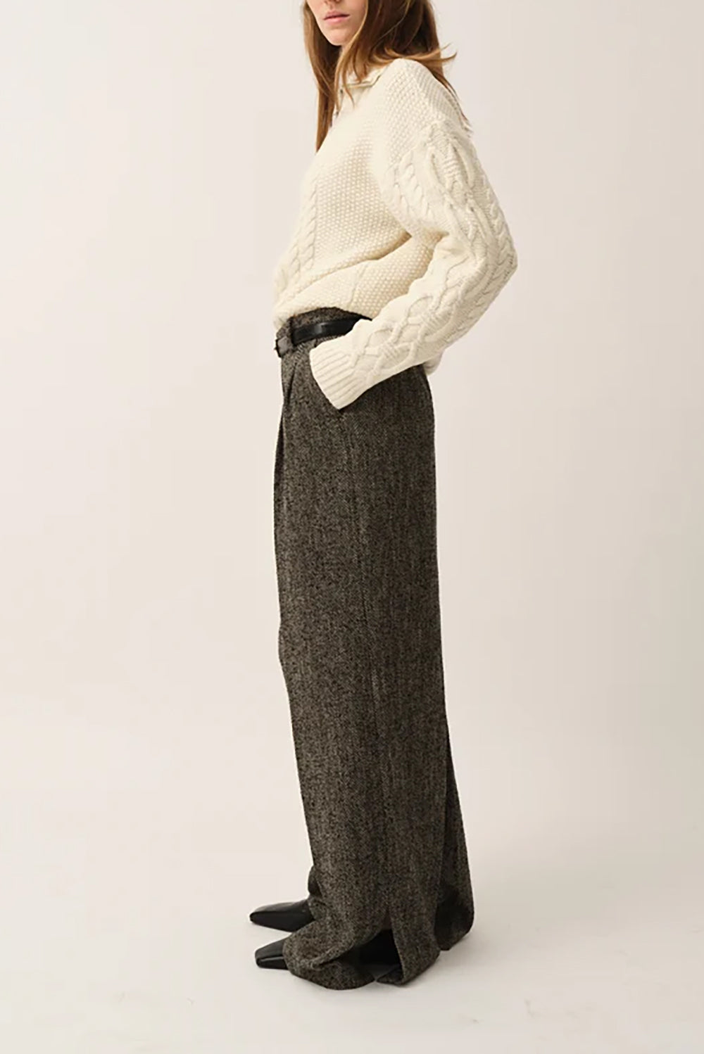 York Pants in Black Brown Herringbone