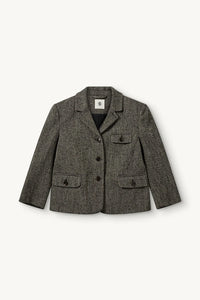 York Fitted Jacket in Black Brown Herringbone