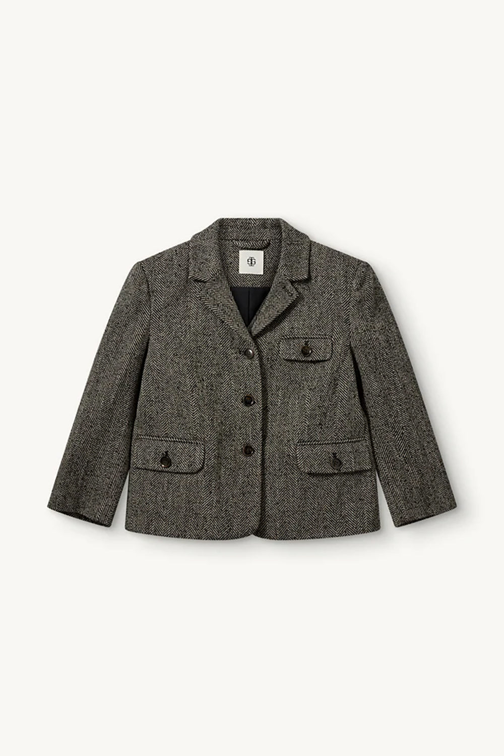 York Fitted Jacket in Black Brown Herringbone
