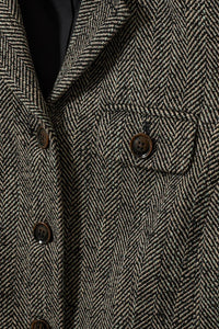 York Fitted Jacket in Black Brown Herringbone