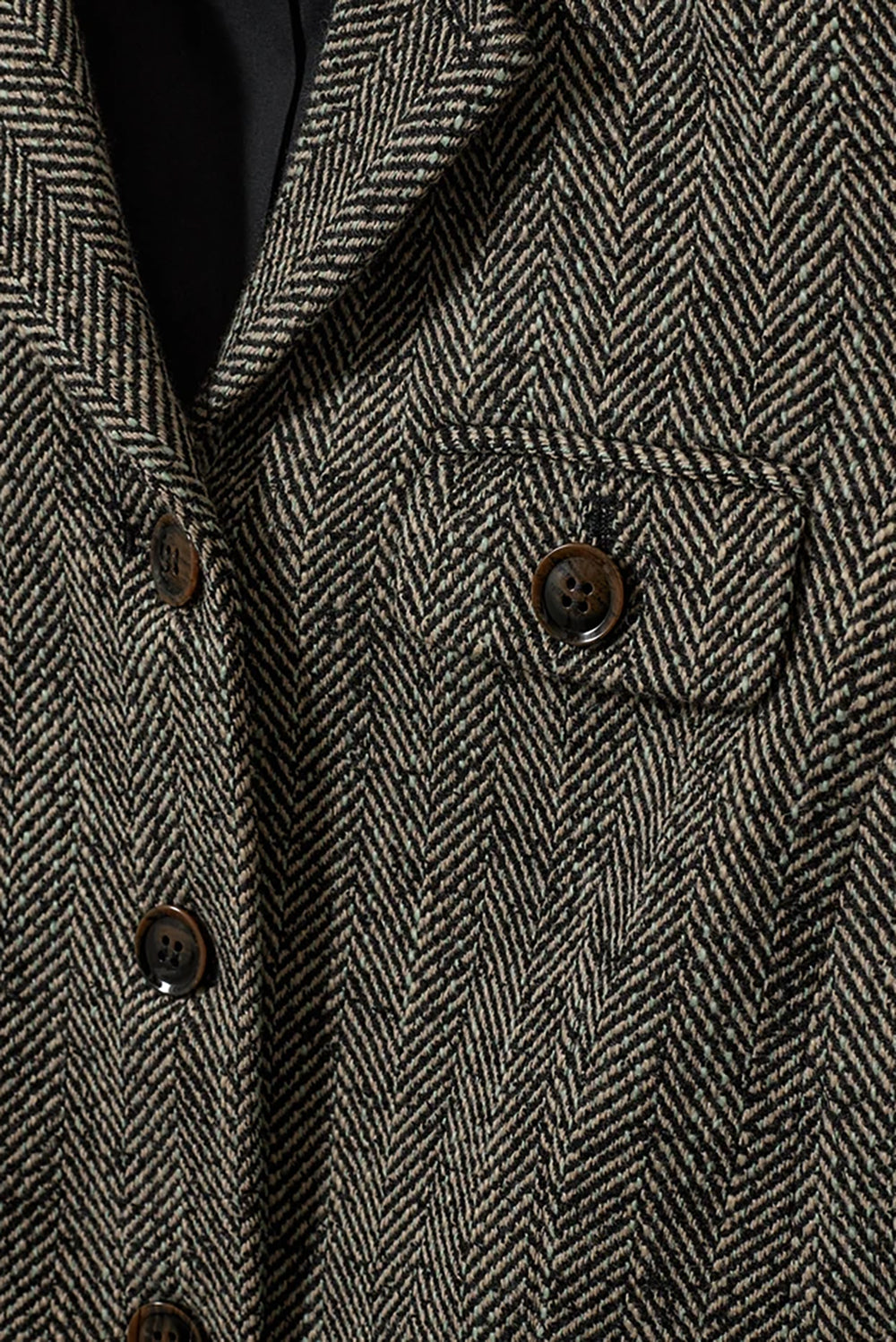 York Fitted Jacket in Black Brown Herringbone