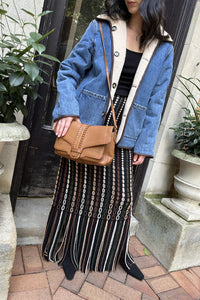 Ineze Fringe Knit Skirt in Noctis