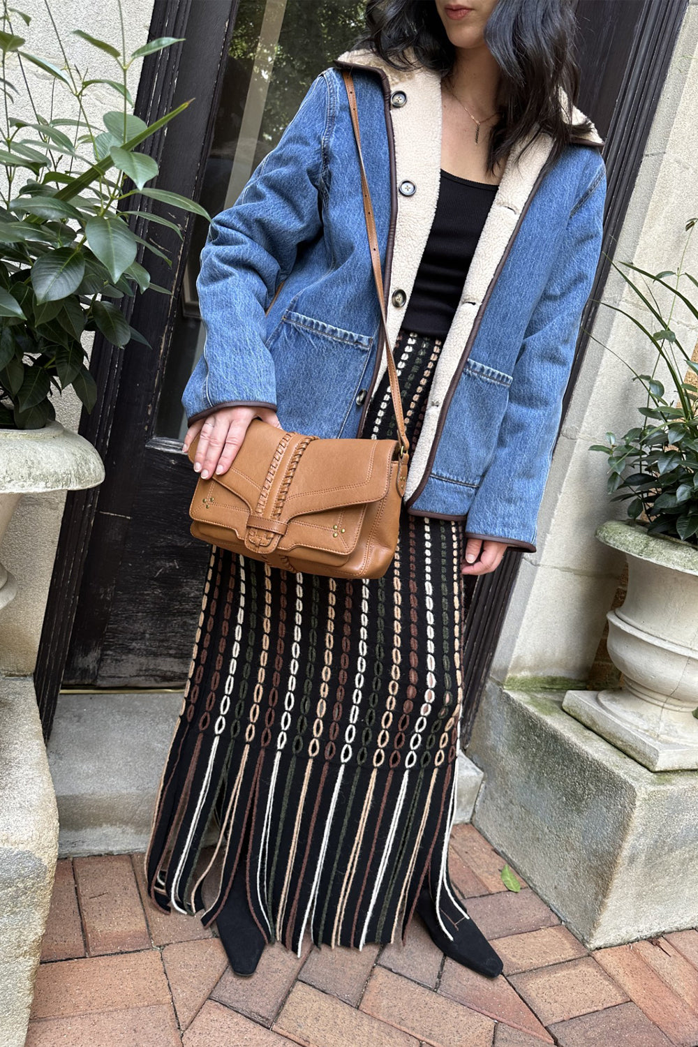 Ineze Fringe Knit Skirt in Noctis