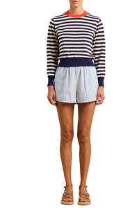 Cleo Sweater in Antique White Navy Stripe