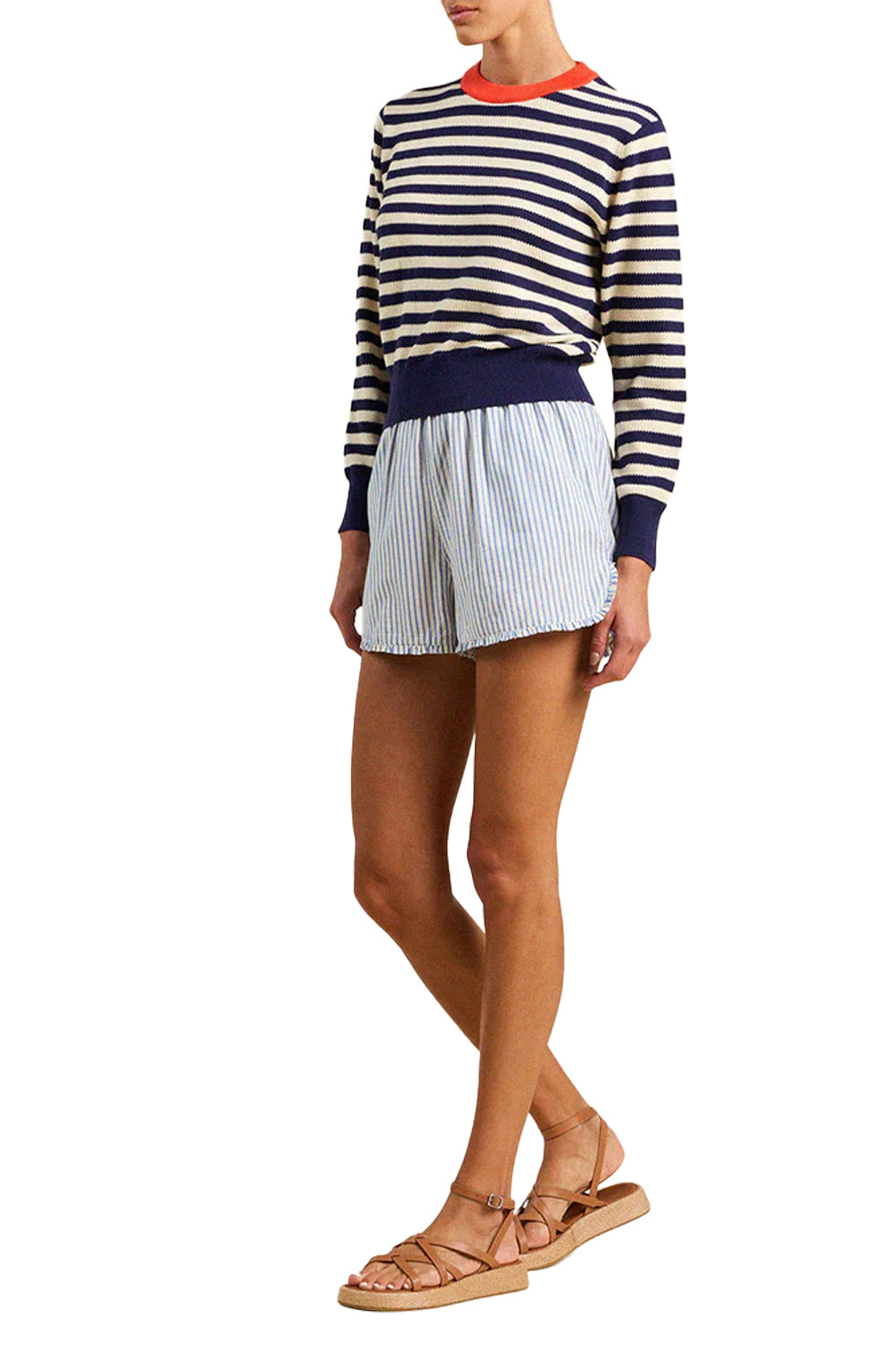 Cleo Sweater in Antique White Navy Stripe