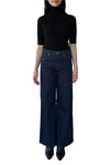 Cropped Elbow Sleeve Rib Turtleneck in Black