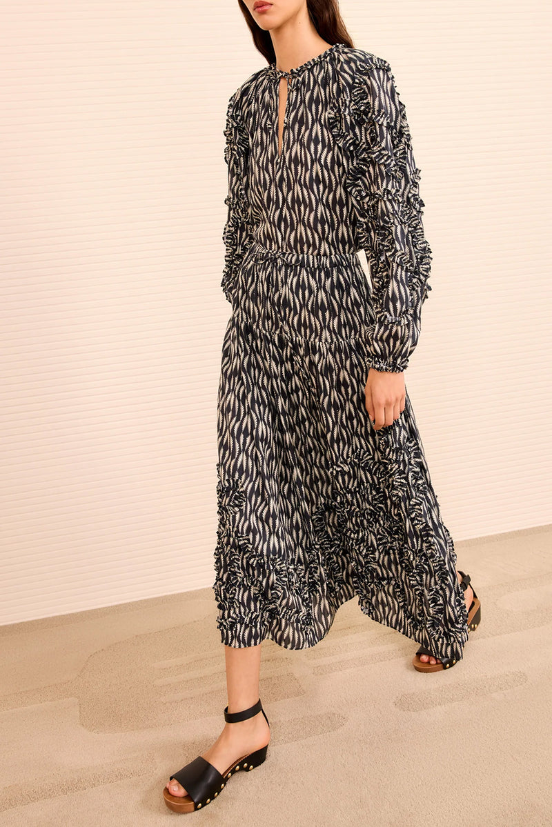 Azrou Cotton Long Sleeve Blouse in Graphite