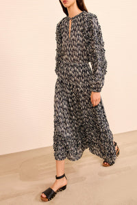 Alexandra Ruffled Cotton Midi Skirt in Graphite