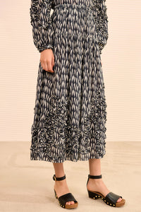 Alexandra Ruffled Cotton Midi Skirt in Graphite